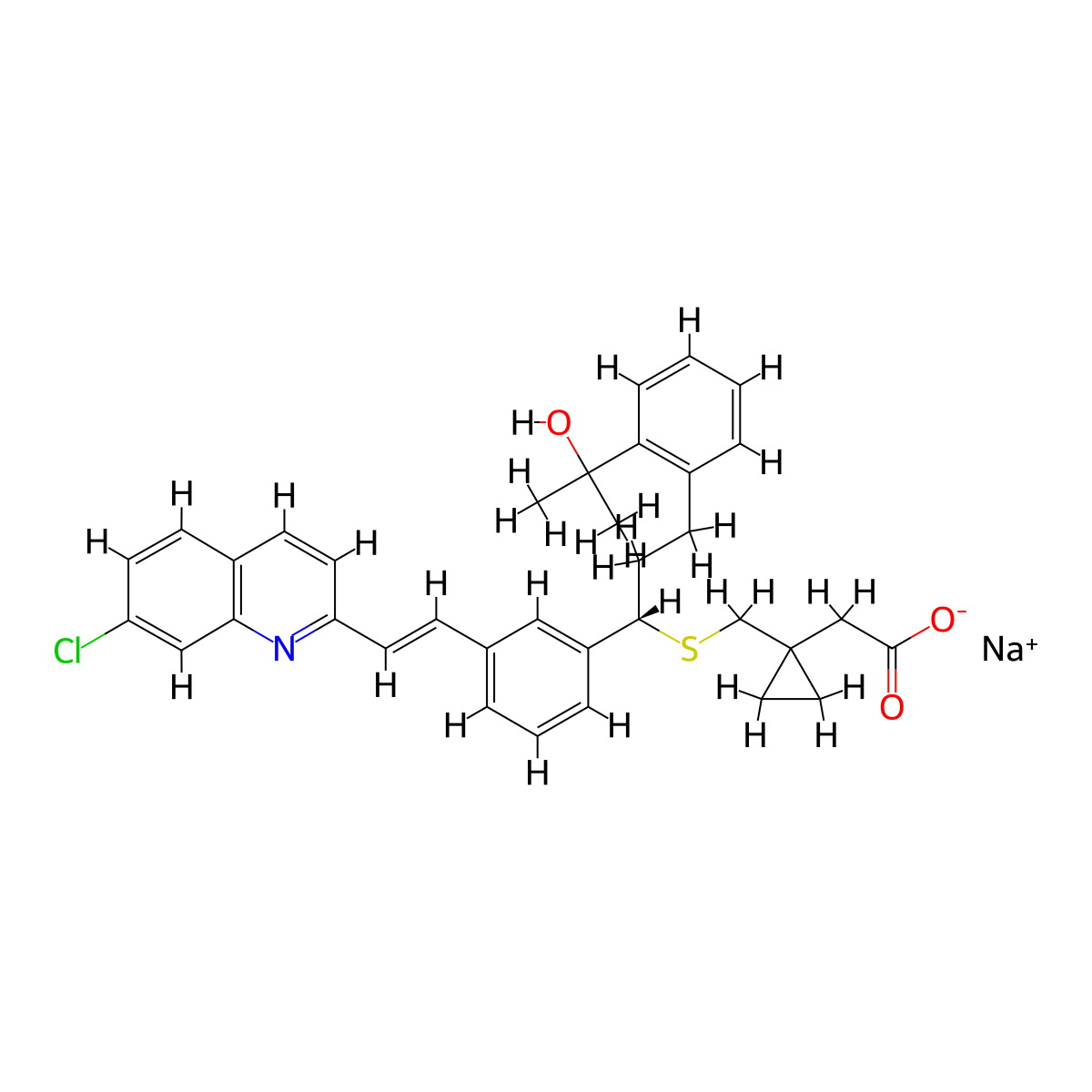 ent-Montelukast Sodium Salt molecular structure, CAS 190078-45-6