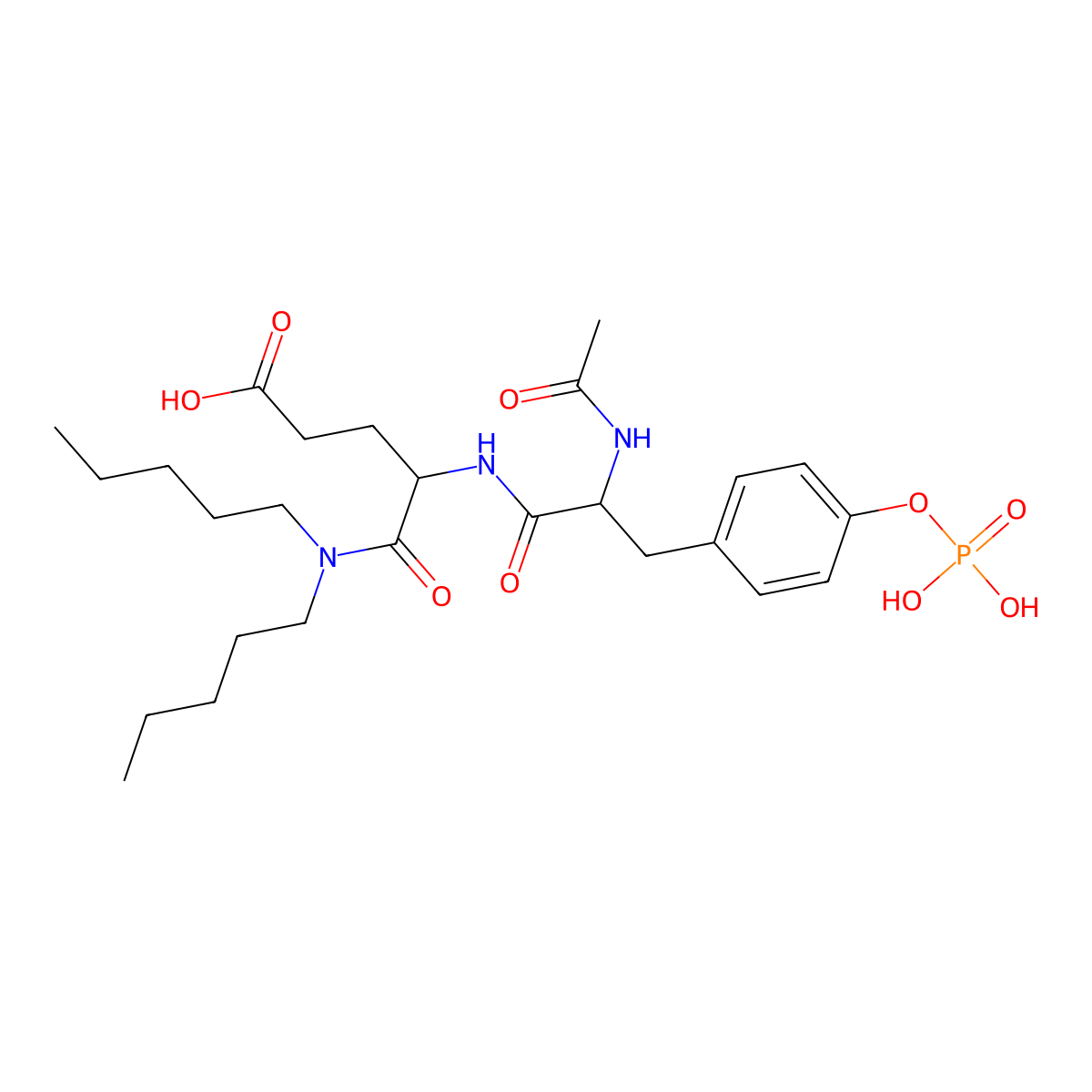 N-Acetyl-O-phosphono-Tyr-Glu Dipentylamide molecular structure, CAS 190078-50-3