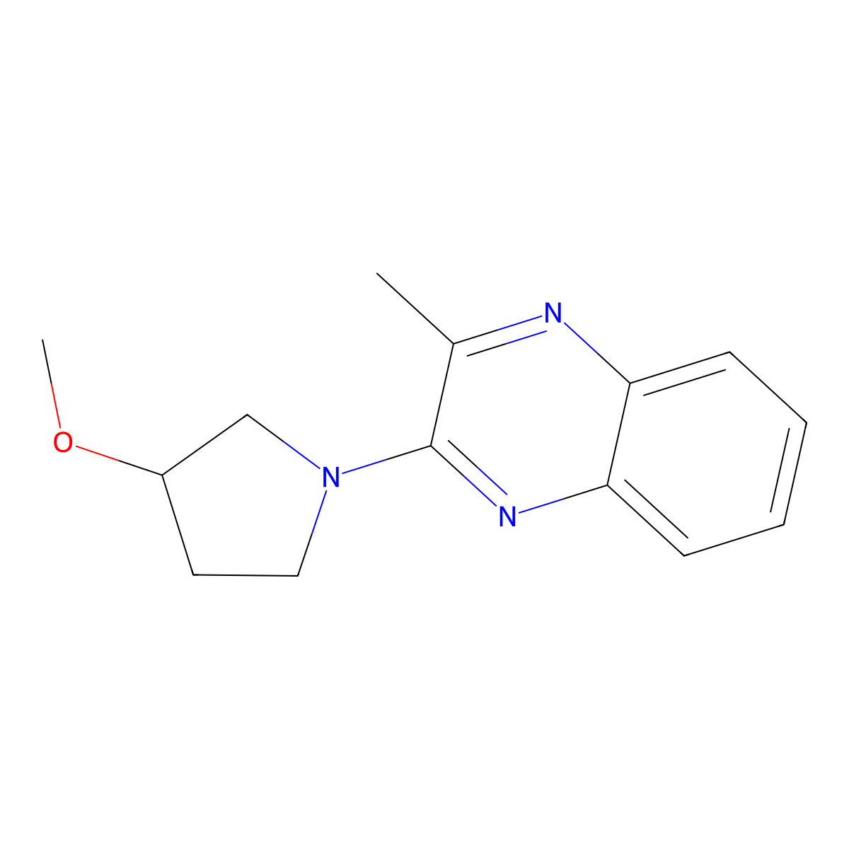 2-(3-Methoxypyrrolidin-1-yl)-3-methylquinoxaline molecular structure, CAS 1900900-59-5