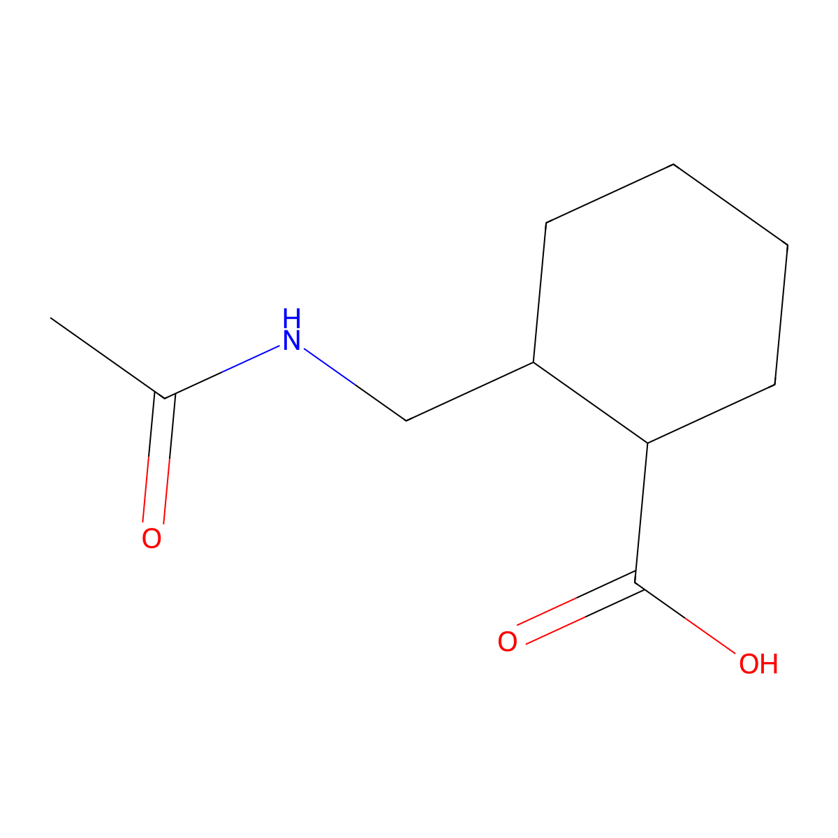 rac-(1R,2S)-2-(acetamidomethyl)cyclohexane-1-carboxylic acid molecular structure, CAS 1900937-10-1