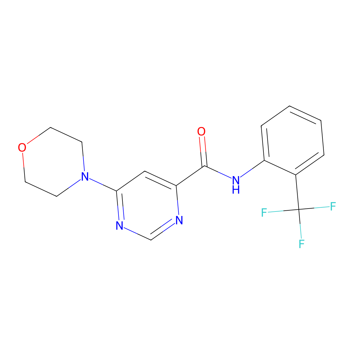 6-morpholino-N-(2-(trifluoromethyl)phenyl)pyrimidine-4-carboxamide molecular structure, CAS 1901059-36-6