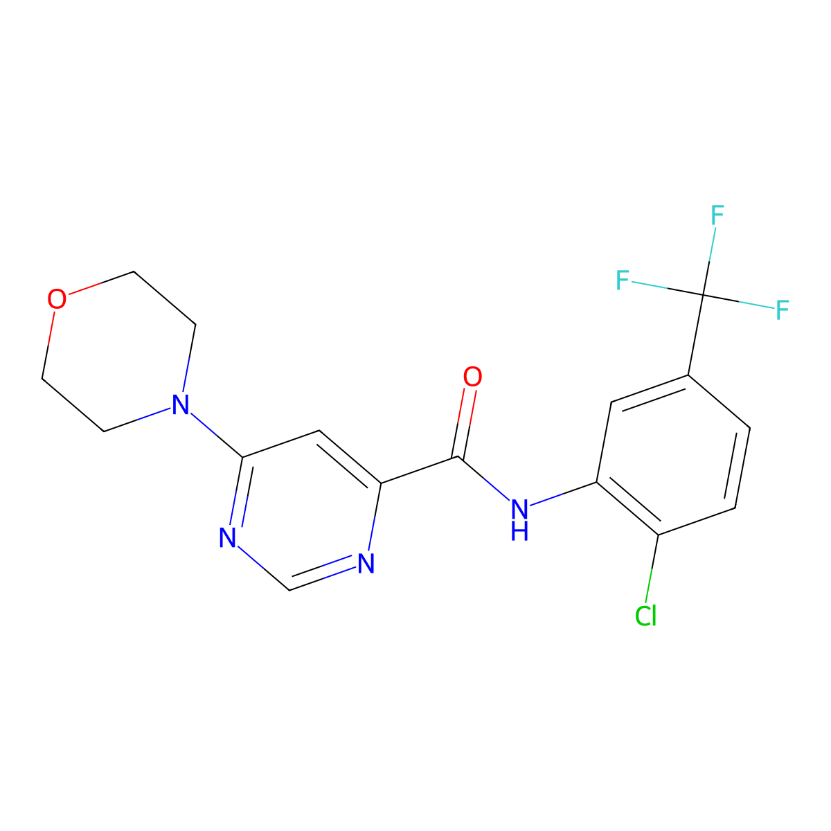 N-(2-chloro-5-(trifluoromethyl)phenyl)-6-morpholinopyrimidine-4-carboxamide molecular structure, CAS 1901059-39-9