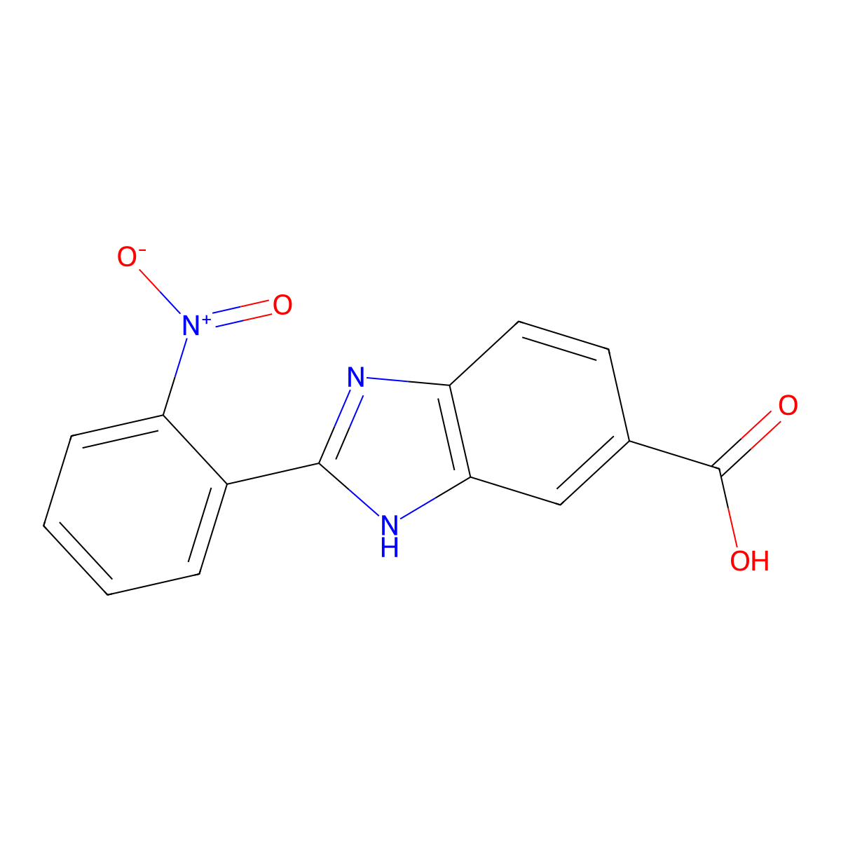 2-(2-Nitrophenyl)-1H-benzimidazole-5-carboxylic acid molecular structure, CAS 190121-93-8