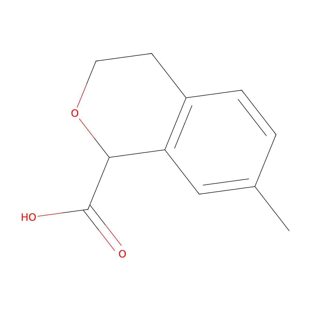 7-Methyl-3,4-dihydro-1H-2-benzopyran-1-carboxylic acid molecular structure, CAS 190125-50-9
