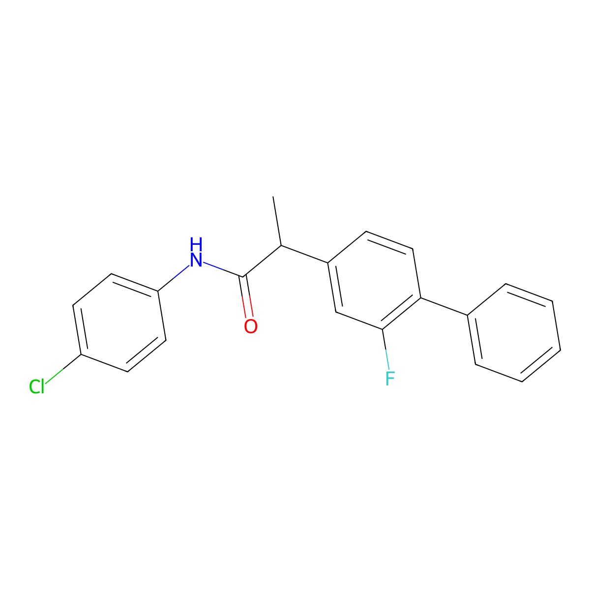 N-(4-chlorophenyl)-2-(2-fluoro[1,1'-biphenyl]-4-yl)propanamide molecular structure, CAS 190125-64-5