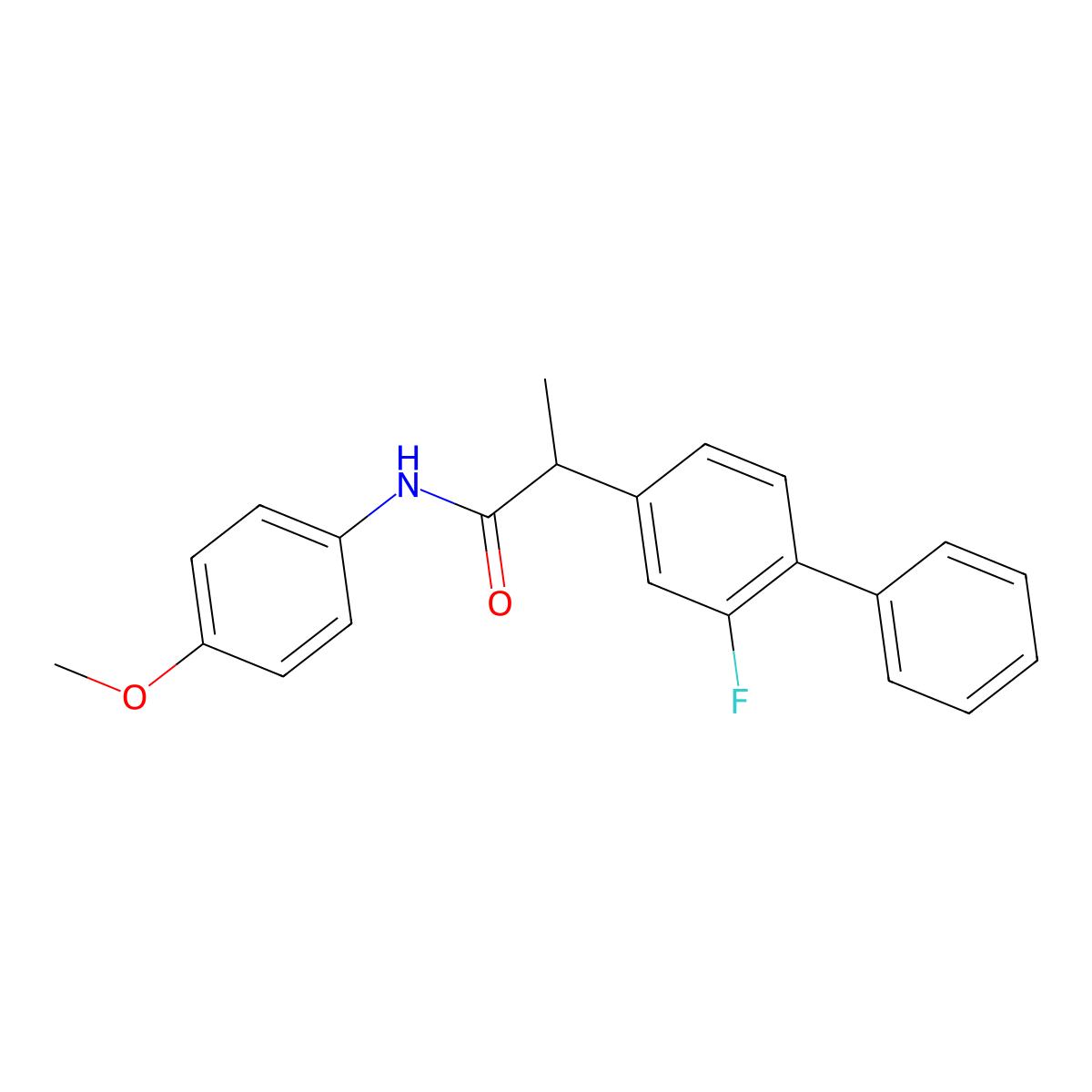 2-(2-fluoro[1,1'-biphenyl]-4-yl)-N-(4-methoxyphenyl)propanamide molecular structure, CAS 190125-90-7