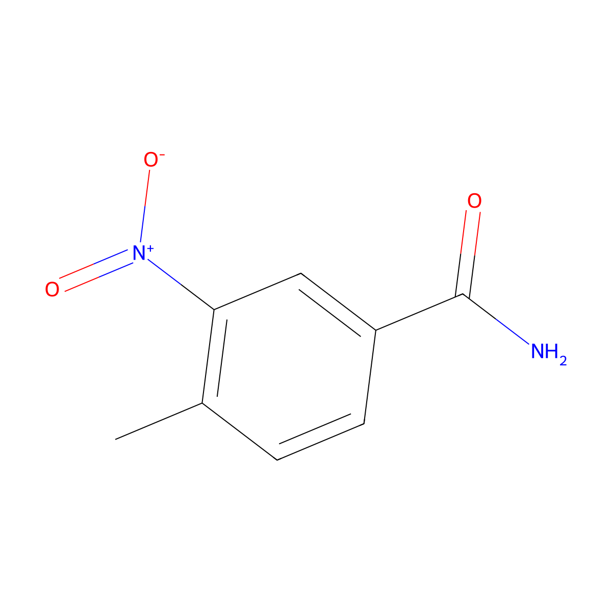 Benzamide, 4-methyl-3-nitro- molecular structure, CAS 19013-11-7
