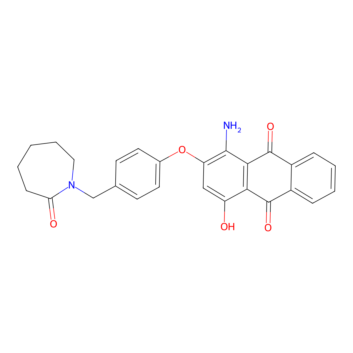 9,10-Anthracenedione, 1-amino-2-[4-[(hexahydro-2-oxo-1H-azepin-1-yl)methyl]phenoxy]-4-hydroxy- molecular structure, CAS 19014-53-0
