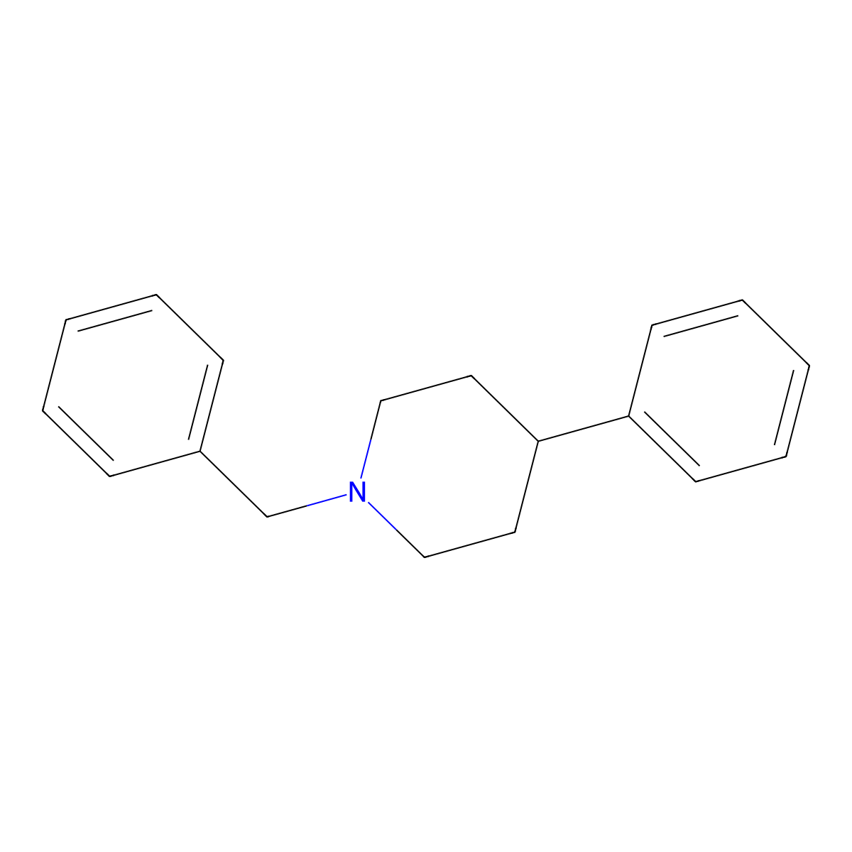Piperidine, 1-benzyl-4-phenyl- molecular structure, CAS 19015-37-3