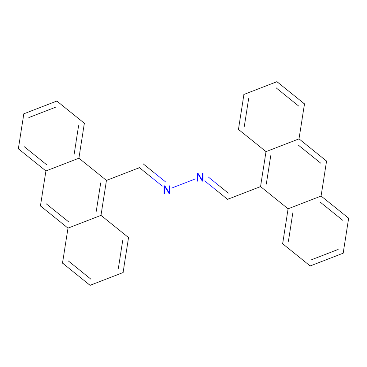 9-Anthracenecarboxaldehyde, 2-(9-anthracenylmethylene)hydrazone molecular structure, CAS 19015-64-6