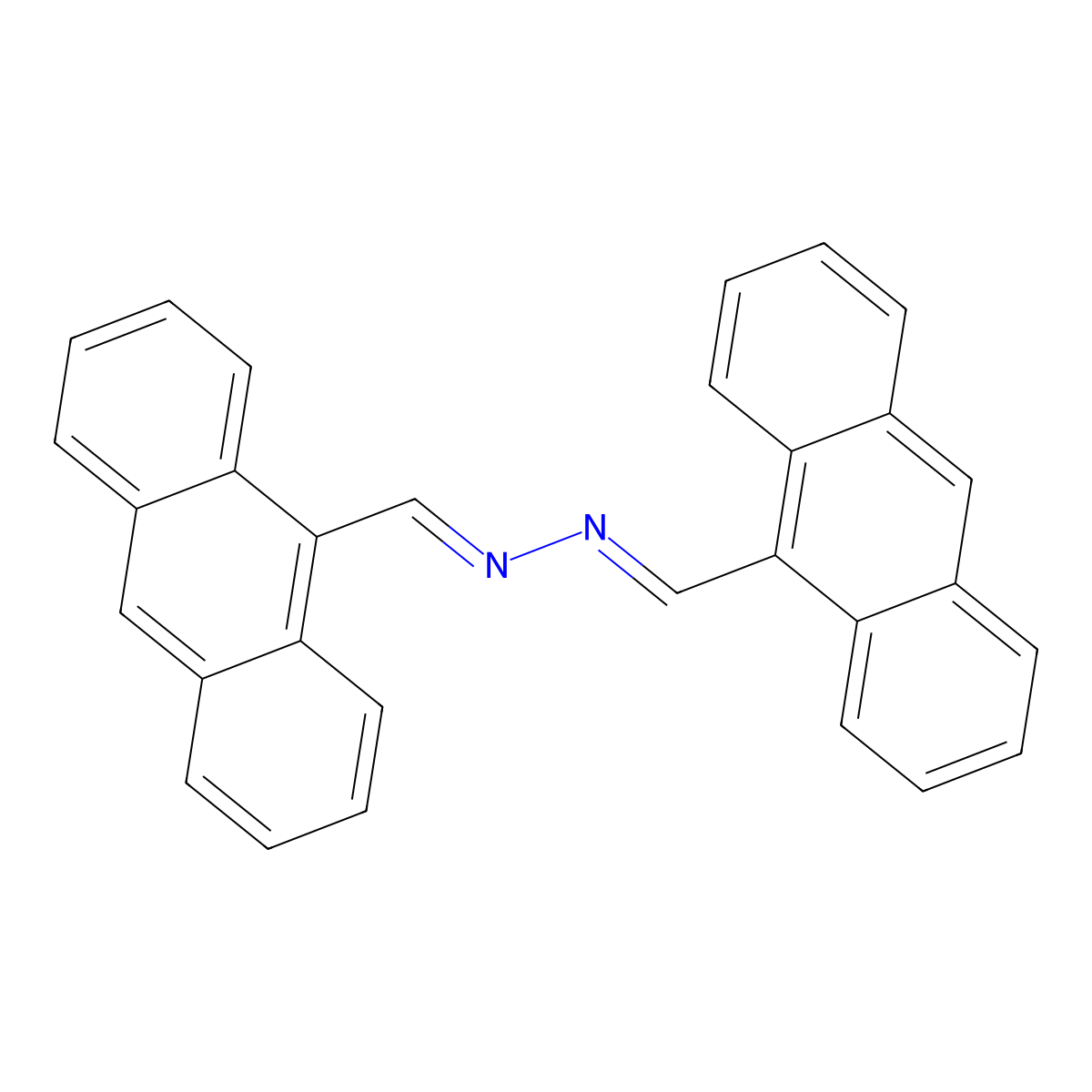 9-Anthracenecarboxaldehyde, 2-(9-anthracenylmethylene)hydrazone molecular structure, CAS 19015-64-6