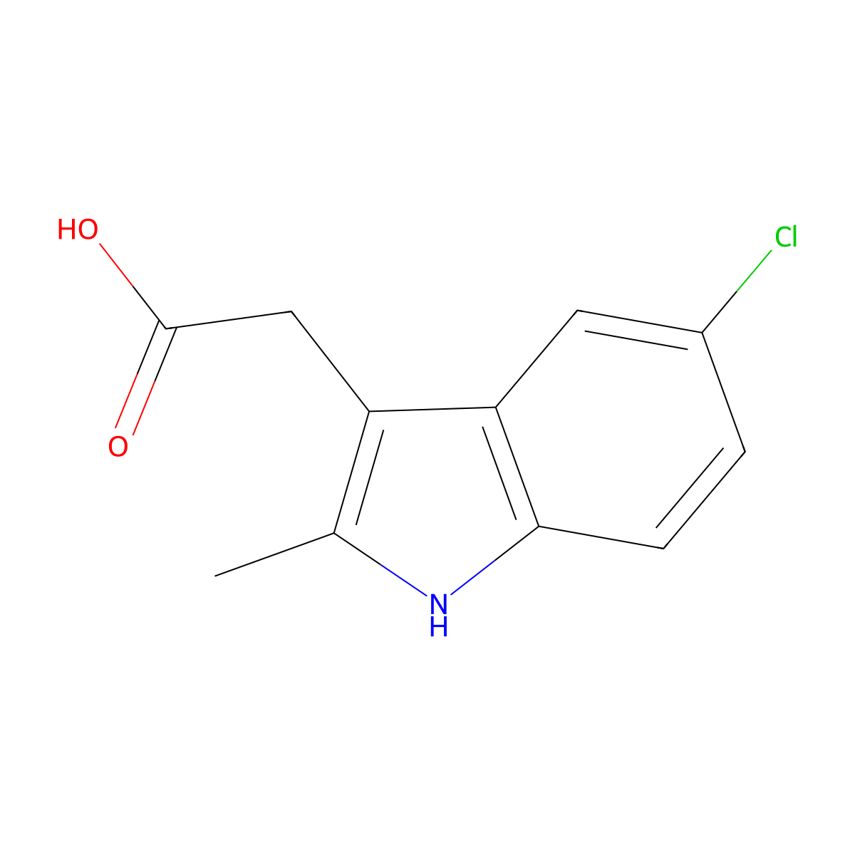 2-(5-chloro-2-methyl-1H-indol-3-yl)acetic acid molecular structure, CAS 19017-52-8