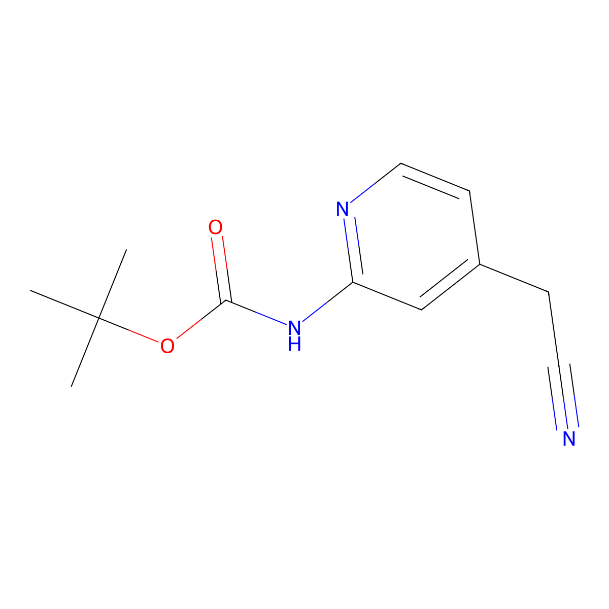 tert-butyl N-[4-(cyanomethyl)pyridin-2-yl]carbamate molecular structure, CAS 190189-99-2