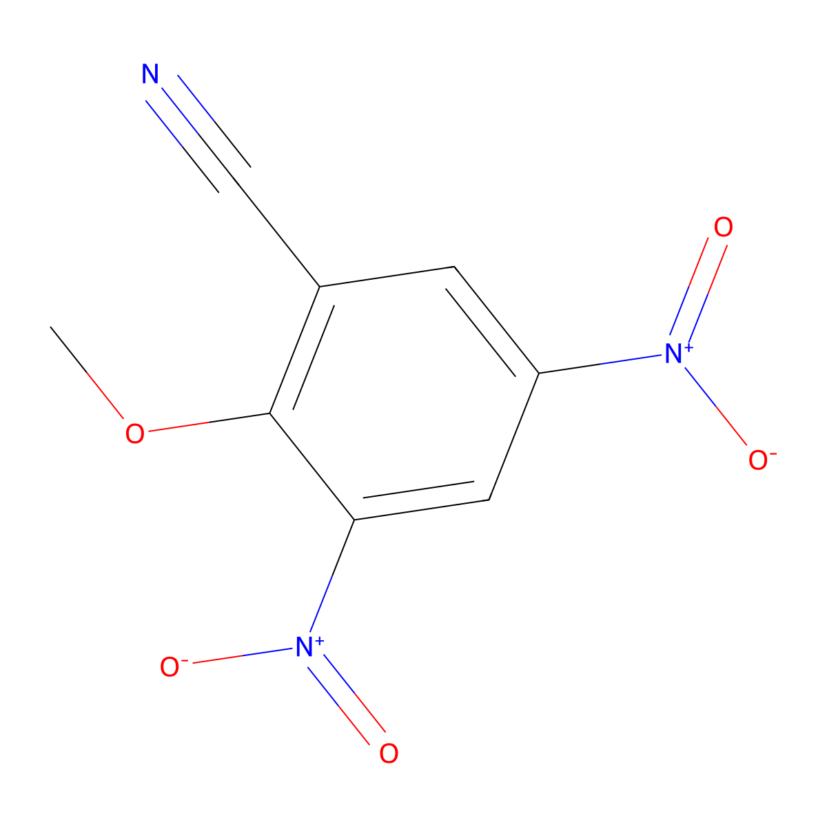 2-Methoxy-3,5-dinitrobenzonitrile molecular structure, CAS 19019-04-6