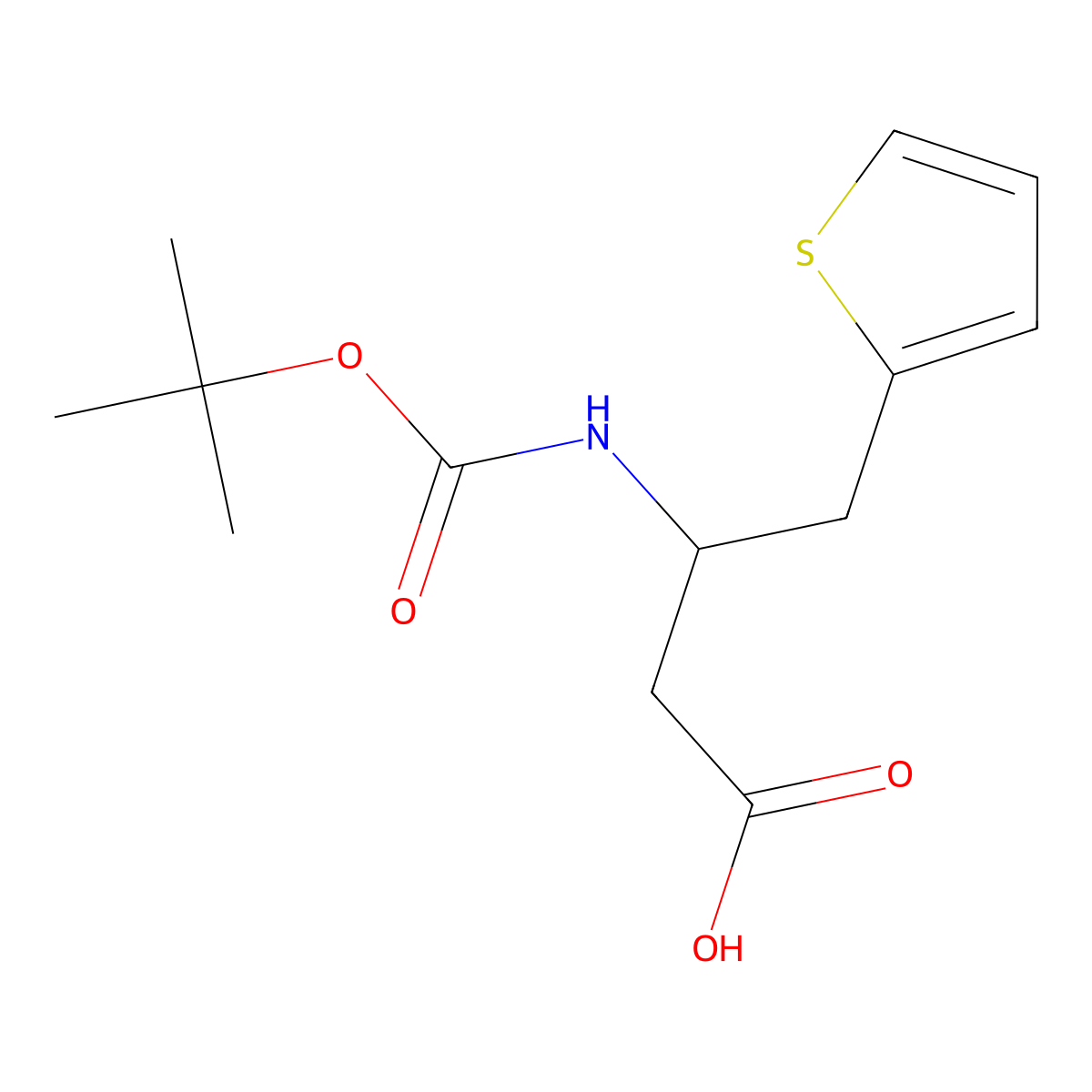 (3S)-3-{[(tert-butoxy)carbonyl]amino}-4-(thiophen-2-yl)butanoic acid molecular structure, CAS 190190-47-7