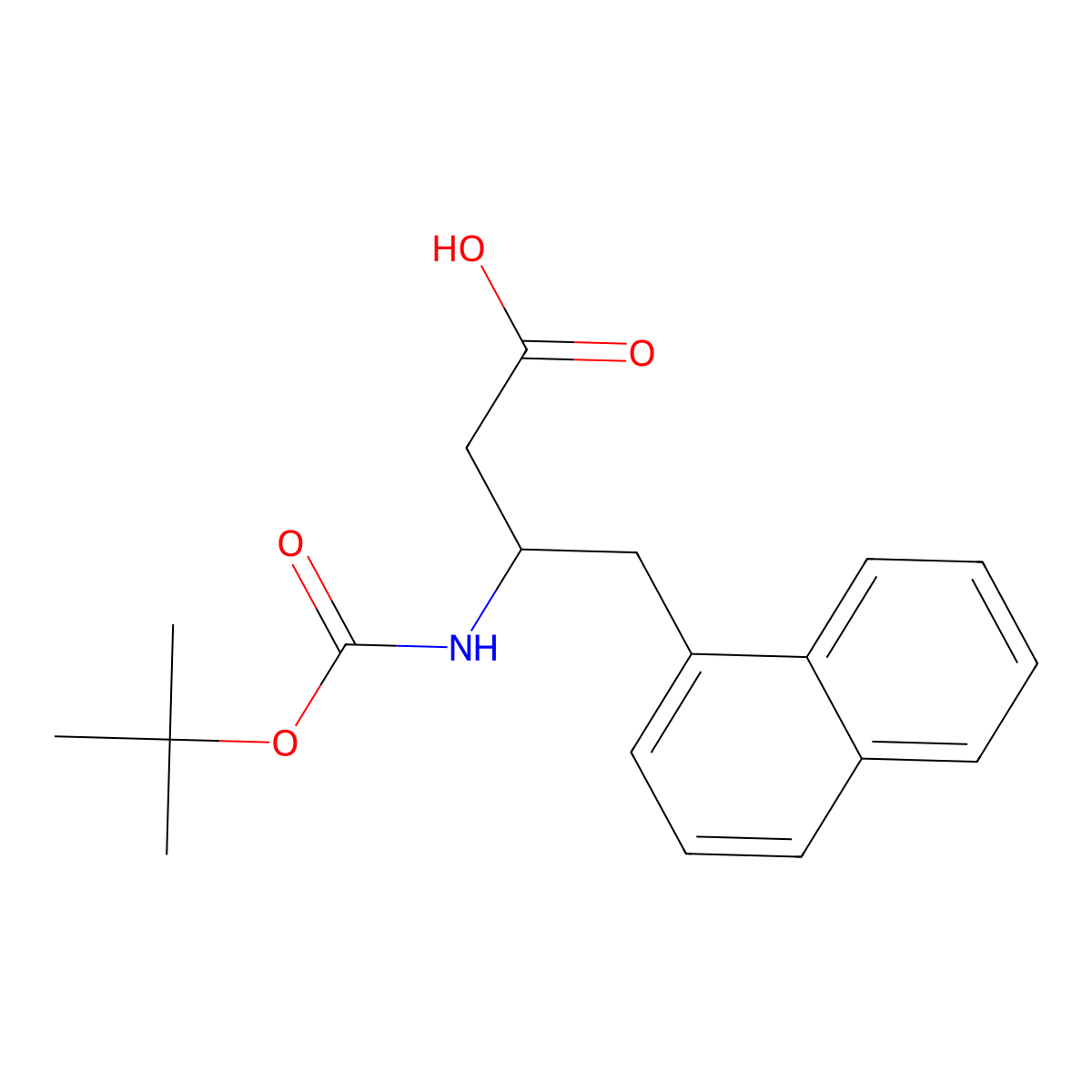 (R)-3-((tert-butoxycarbonyl)amino)-4-(naphthalen-1-yl)butanoic acid molecular structure, CAS 190190-49-9
