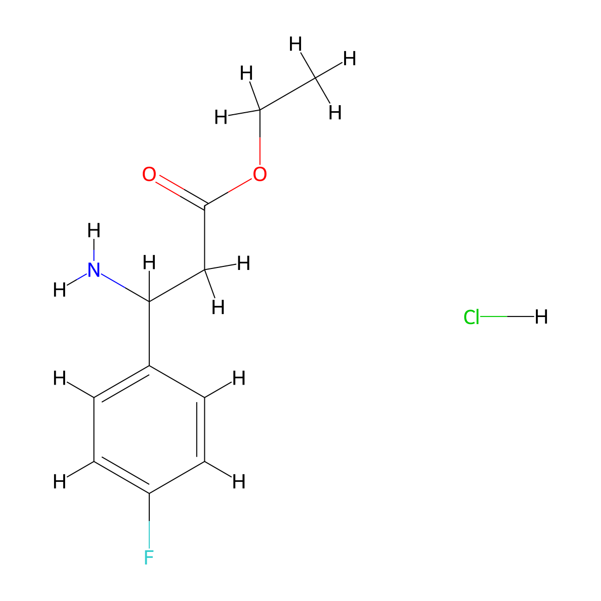 Ethyl 3-amino-3-(4-fluorophenyl)propanoate hydrochloride molecular structure, CAS 190190-83-1