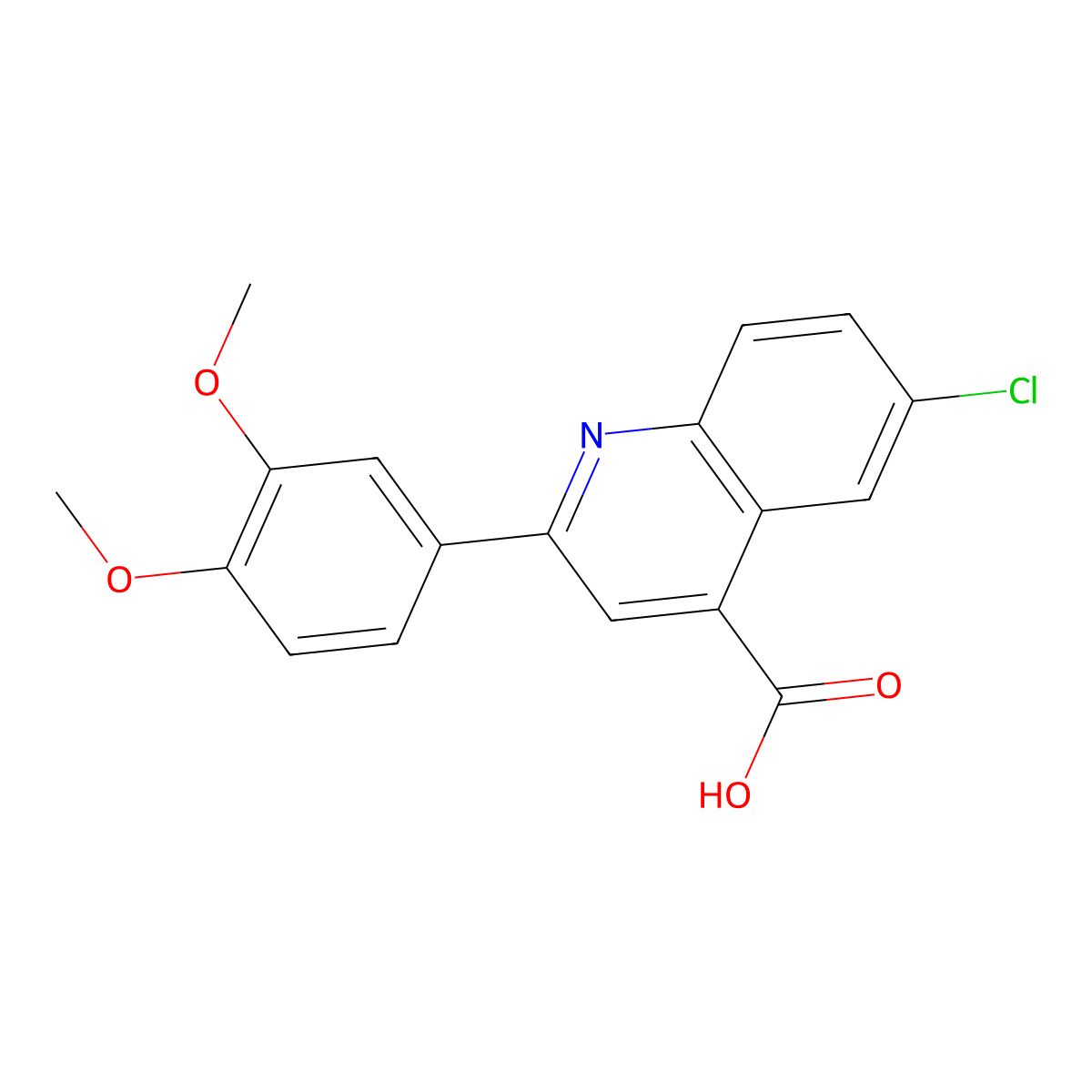 6-Chloro-2-(3,4-dimethoxyphenyl)quinoline-4-carboxylic acid molecular structure, CAS 19021-16-0