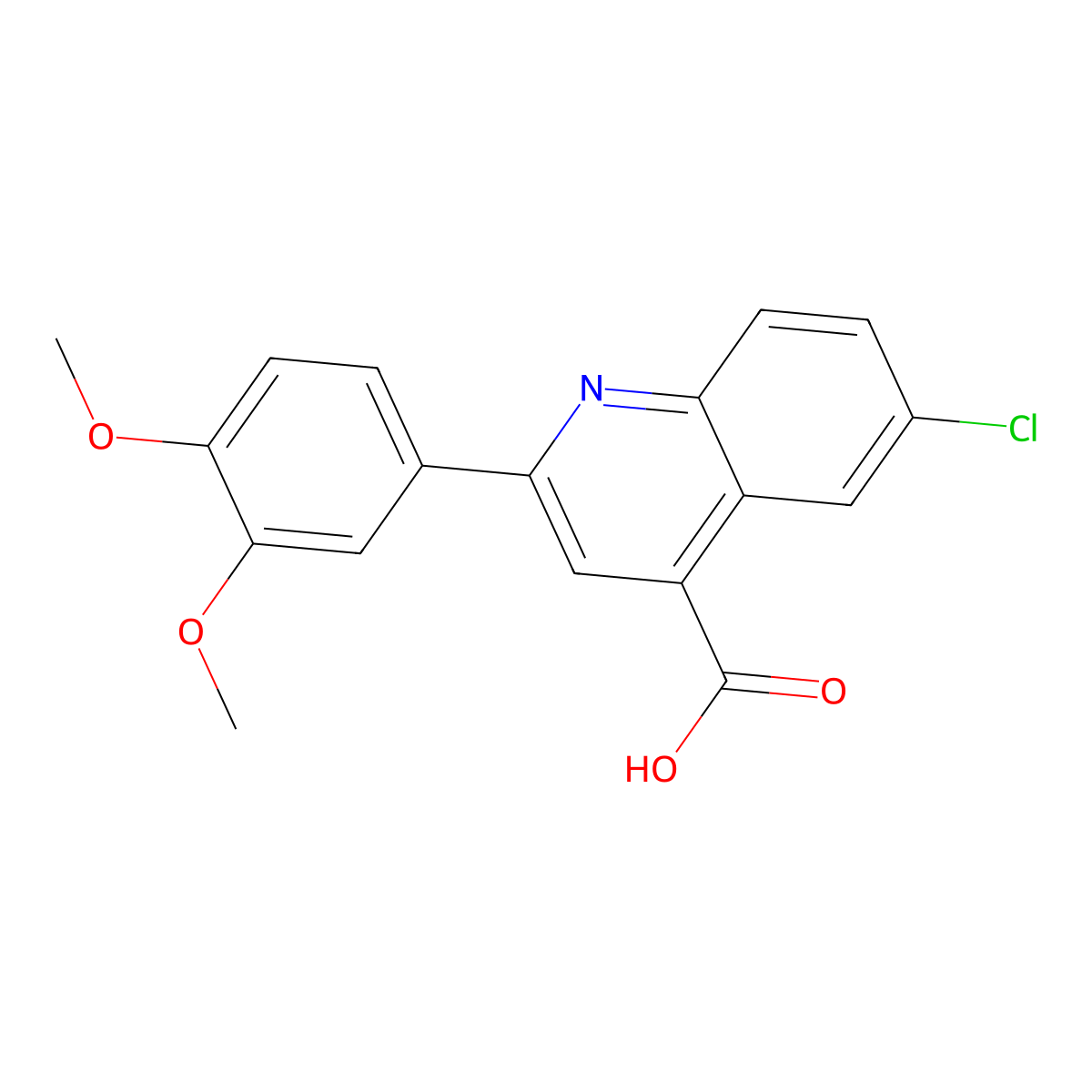 6-Chloro-2-(3,4-dimethoxyphenyl)quinoline-4-carboxylic acid molecular structure, CAS 19021-16-0