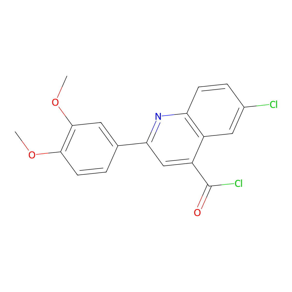 6-Chloro-2-(3,4-dimethoxyphenyl)quinoline-4-carbonyl chloride molecular structure, CAS 19022-99-2