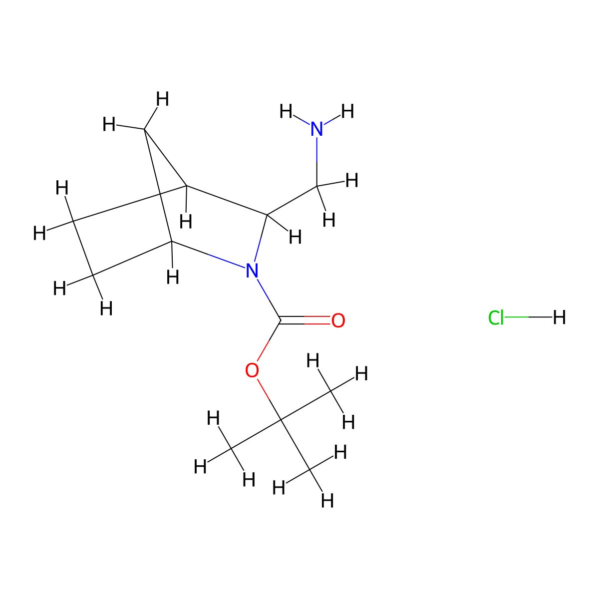 Tert-butyl 3-(aminomethyl)-2-azabicyclo[2.2.1]heptane-2-carboxylate;hydrochloride molecular structure, CAS 1902339-98-3