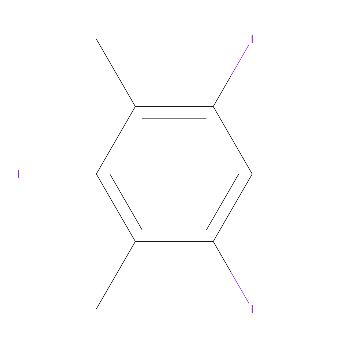 1,3,5-Triiodo-2,4,6-trimethylbenzene molecular structure, CAS 19025-36-6