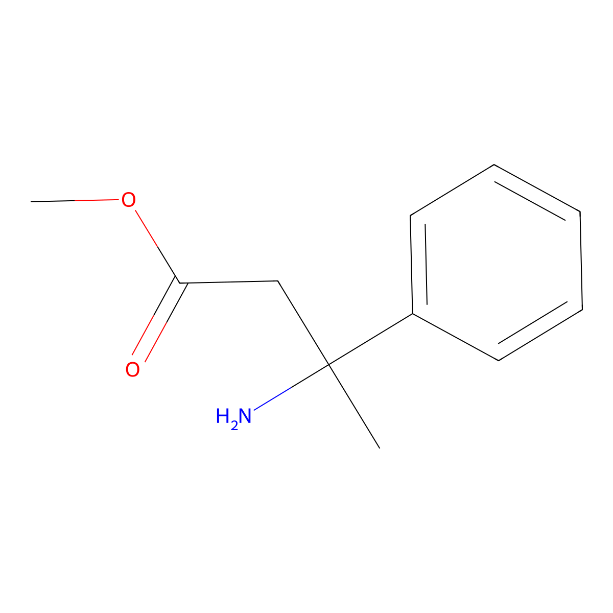 Methyl 3-amino-3-phenylbutanoate molecular structure, CAS 19025-52-6