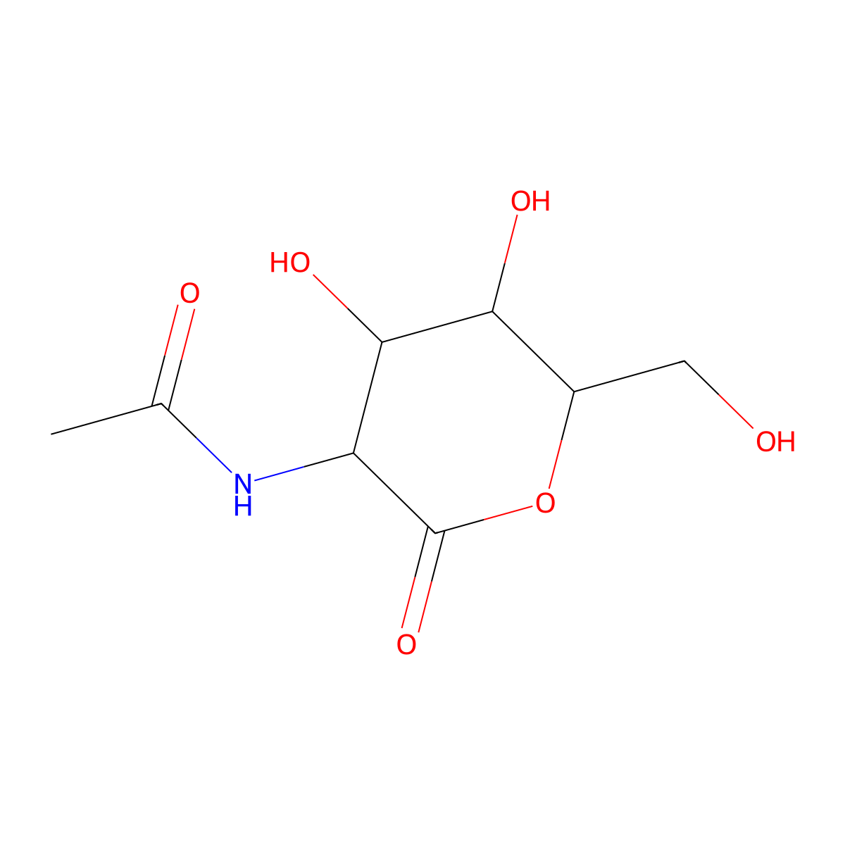 2-acetamido-2-deoxy-D-gluconolactone molecular structure, CAS 19026-22-3