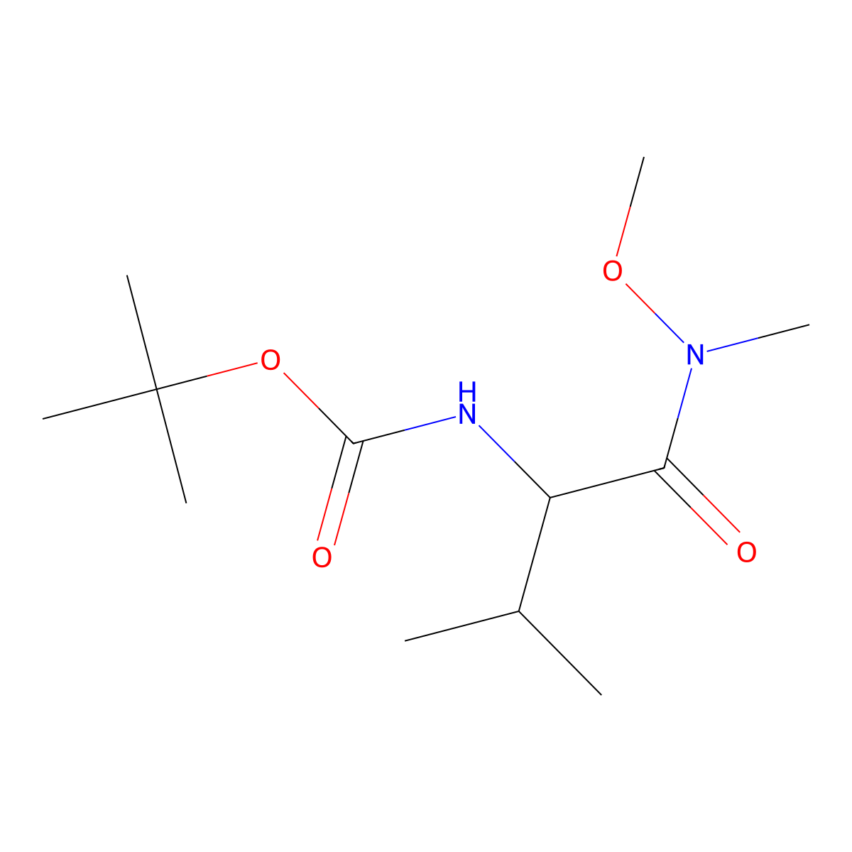 N~2~-(tert-Butoxycarbonyl)-N-methoxy-N-methyl-D-valinamide molecular structure, CAS 190260-92-5