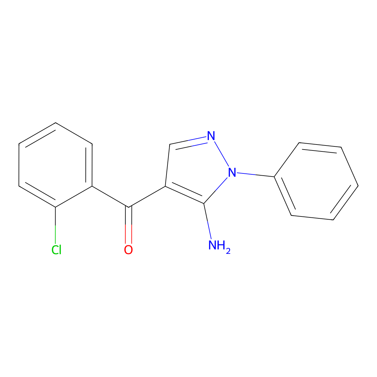 (5-Amino-1-phenyl-1H-pyrazol-4-YL)(2-chlorophenyl)methanone molecular structure, CAS 190269-18-2