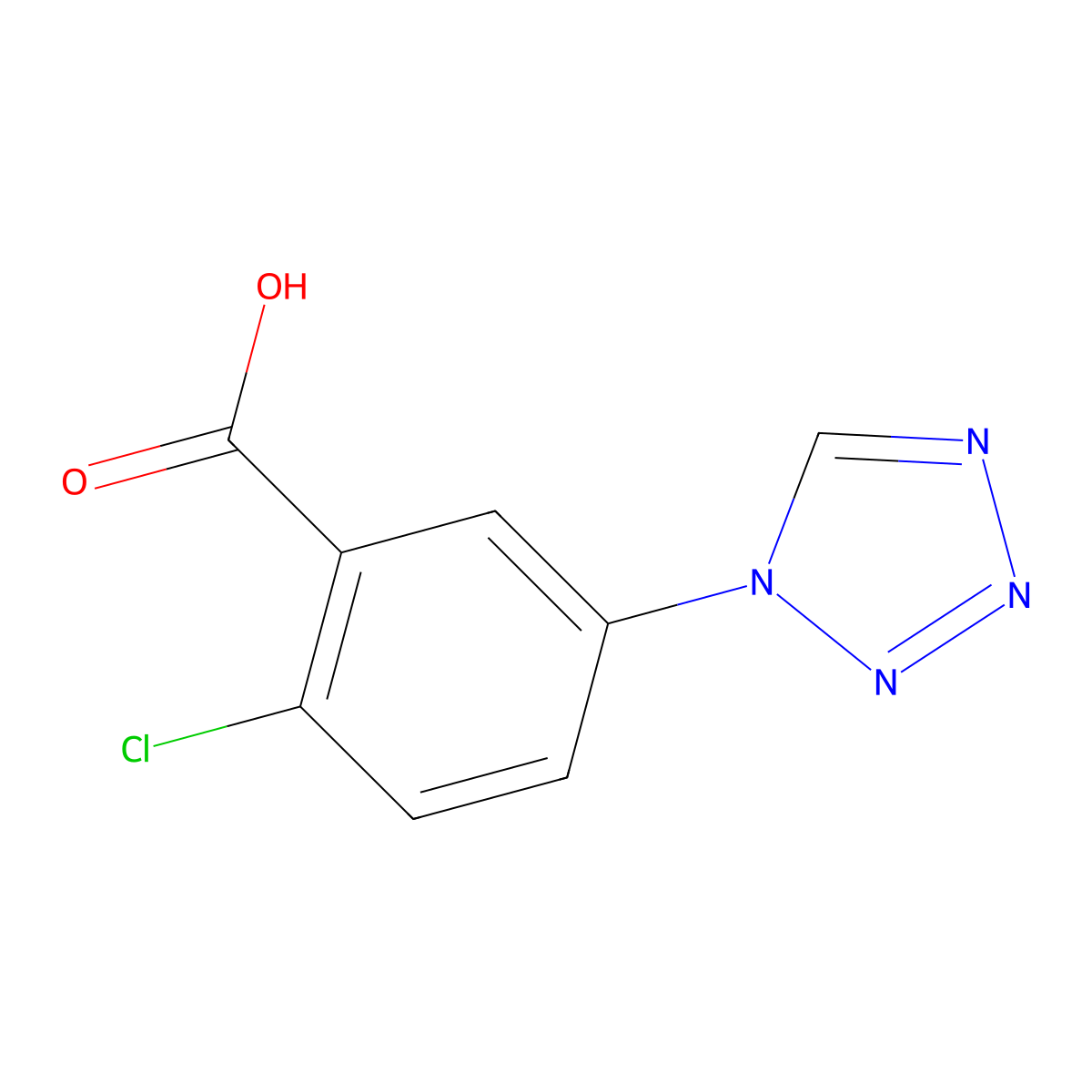 2-chloro-5-(1H-tetrazol-1-yl)benzoic acid molecular structure, CAS 190270-10-1