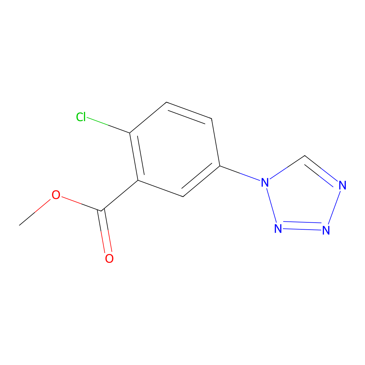 Methyl 2-chloro-5-(1H-tetrazol-1-yl)benzoate molecular structure, CAS 190270-11-2