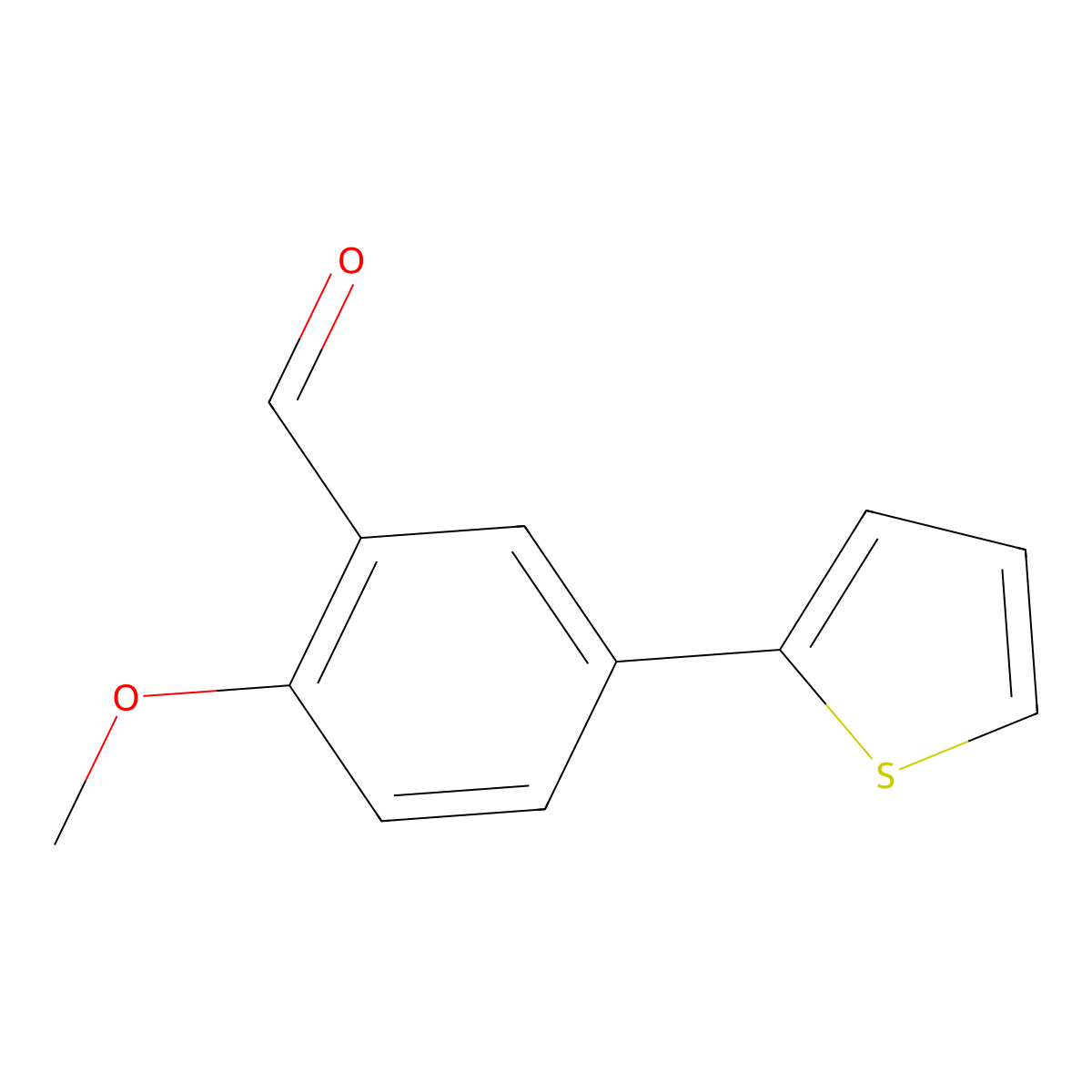 2-Methoxy-5-(thiophen-2-yl)benzaldehyde molecular structure, CAS 190270-76-9