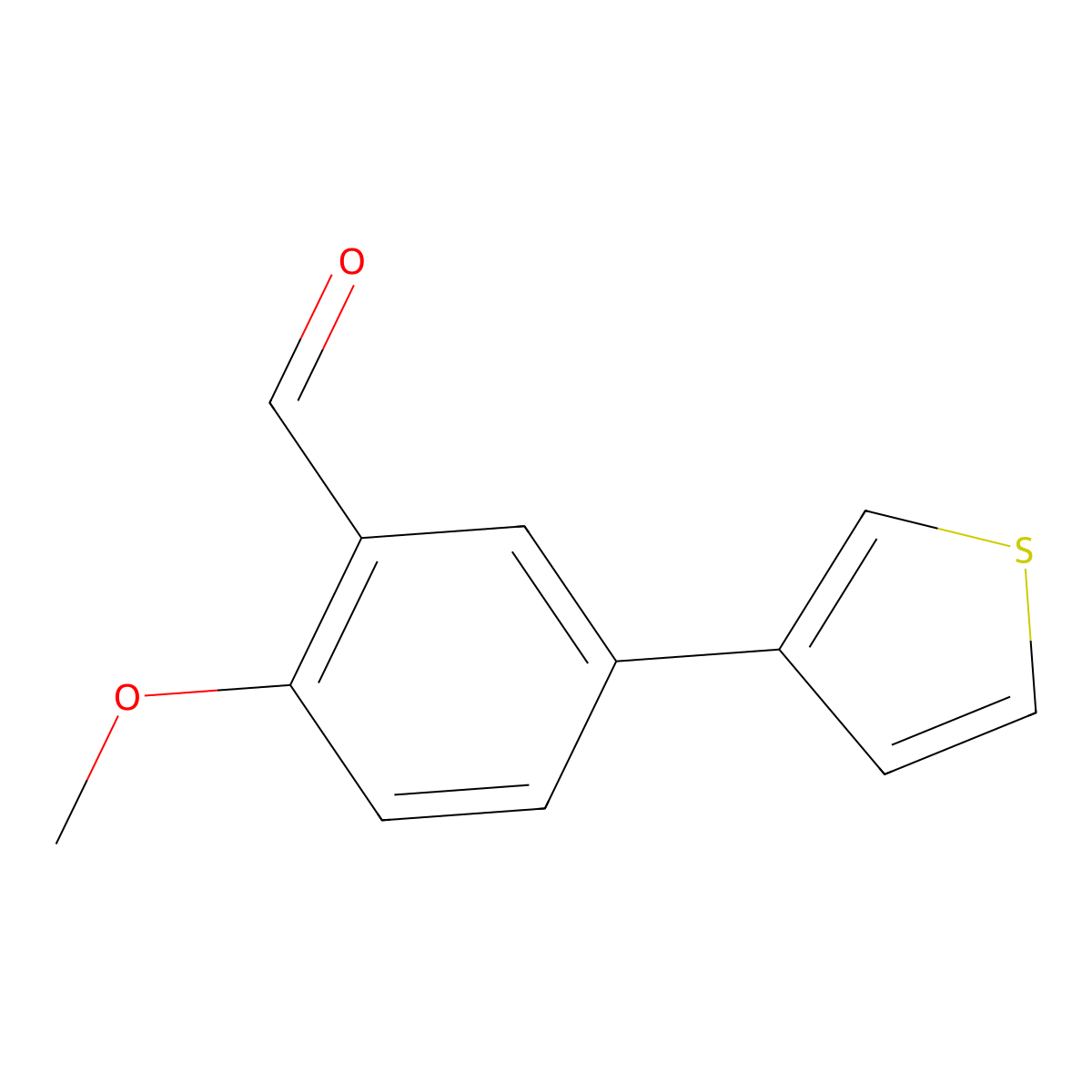 2-Methoxy-5-(thiophen-3-yl)benzaldehyde molecular structure, CAS 190271-67-1