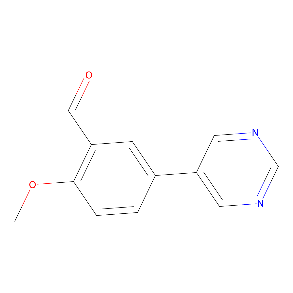 2-Methoxy-5-(pyrimidin-5-yl)benzaldehyde molecular structure, CAS 190271-69-3