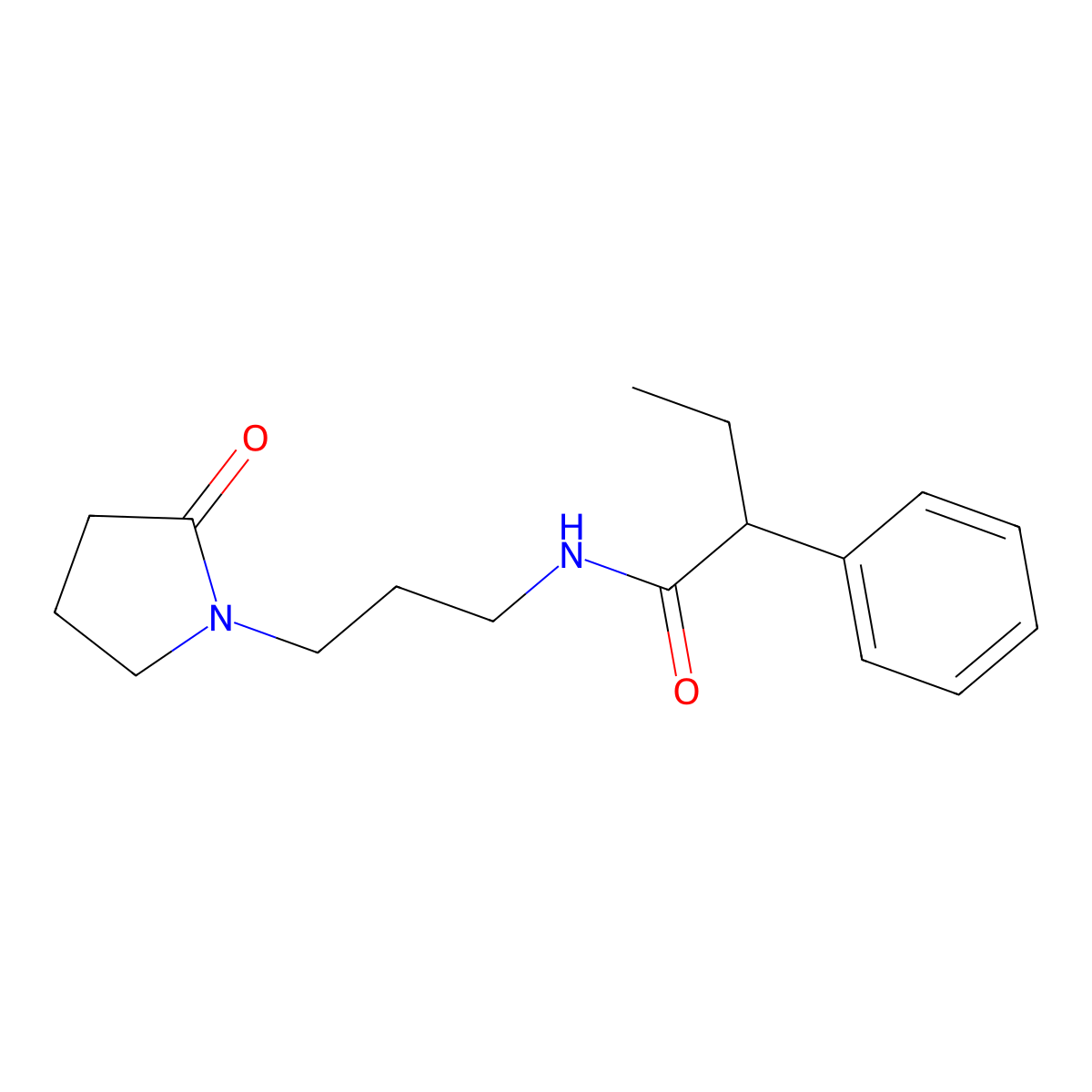 N-[3-(2-oxopyrrolidin-1-yl)propyl]-2-phenylbutanamide molecular structure, CAS 190276-07-4