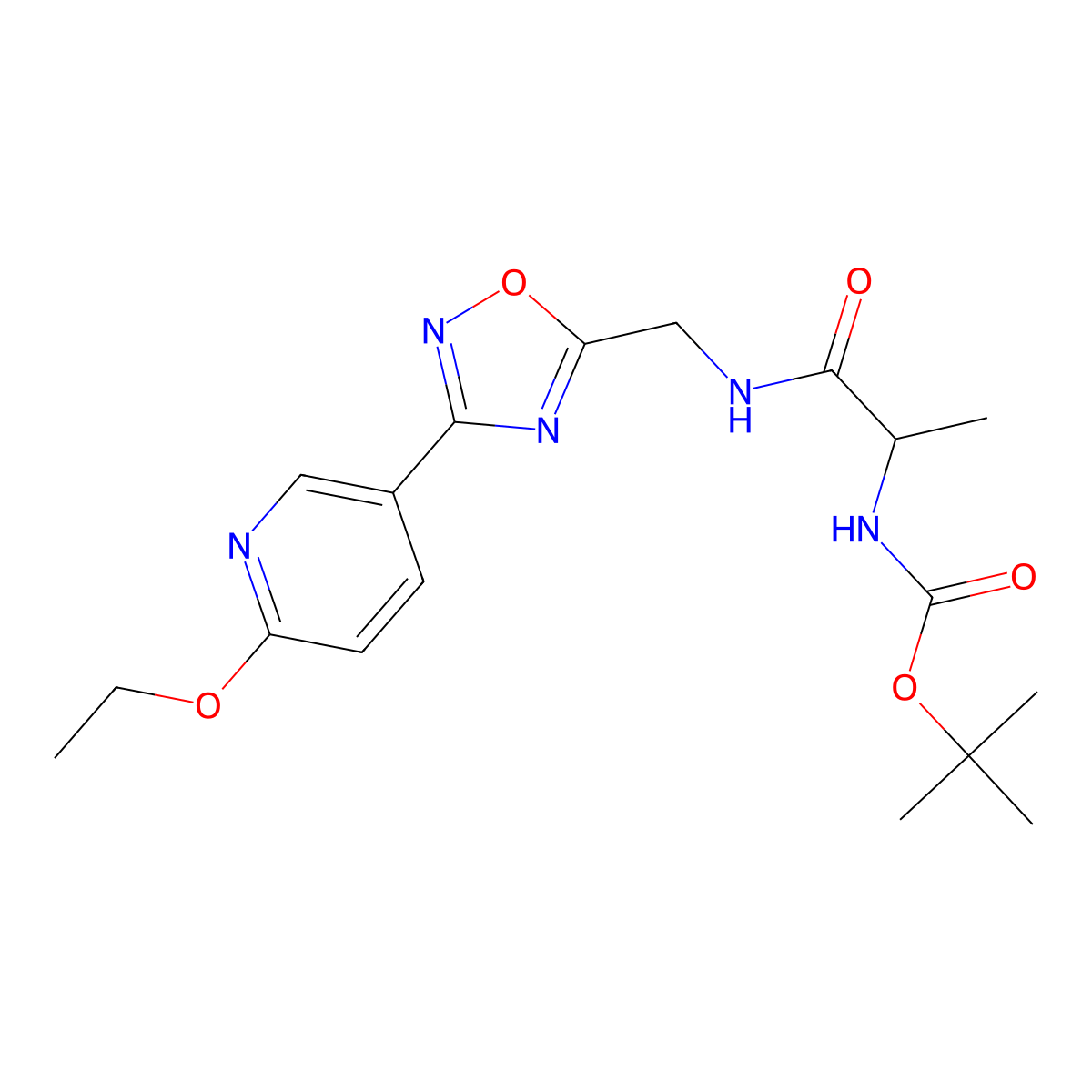 tert-butyl N-[1-({[3-(6-ethoxypyridin-3-yl)-1,2,4-oxadiazol-5-yl]methyl}carbamoyl)ethyl]carbamate molecular structure, CAS 1902892-55-0