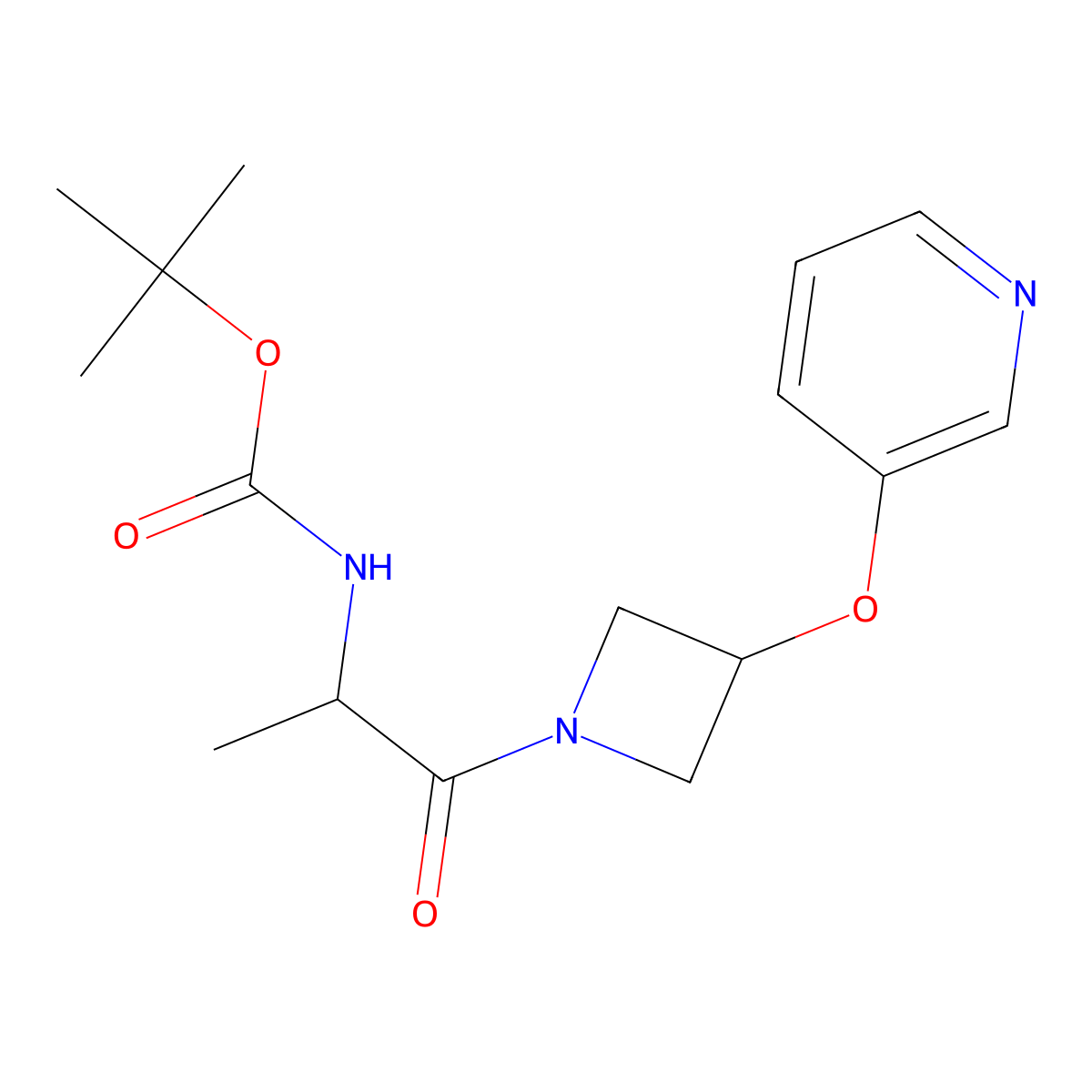 Tert-butyl (1-oxo-1-(3-(pyridin-3-yloxy)azetidin-1-yl)propan-2-yl)carbamate molecular structure, CAS 1902893-48-4