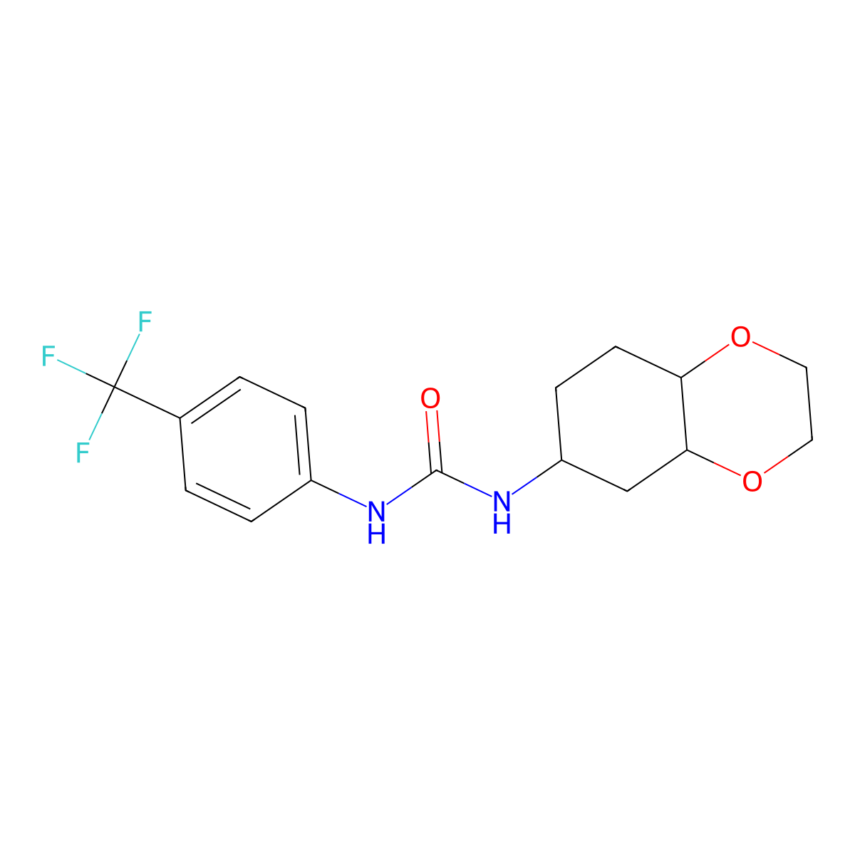 1-(Octahydrobenzo[b][1,4]dioxin-6-yl)-3-(4-(trifluoromethyl)phenyl)urea molecular structure, CAS 1902894-80-7
