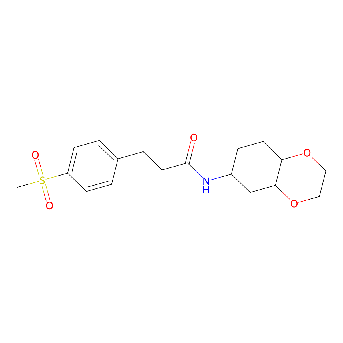 3-(4-(methylsulfonyl)phenyl)-N-(octahydrobenzo[b][1,4]dioxin-6-yl)propanamide molecular structure, CAS 1902894-89-6