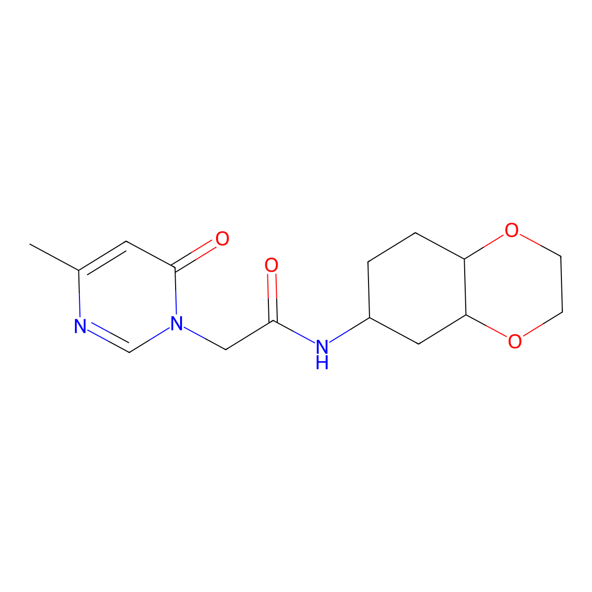2-(4-methyl-6-oxopyrimidin-1(6H)-yl)-N-(octahydrobenzo[b][1,4]dioxin-6-yl)acetamide molecular structure, CAS 1902894-93-2