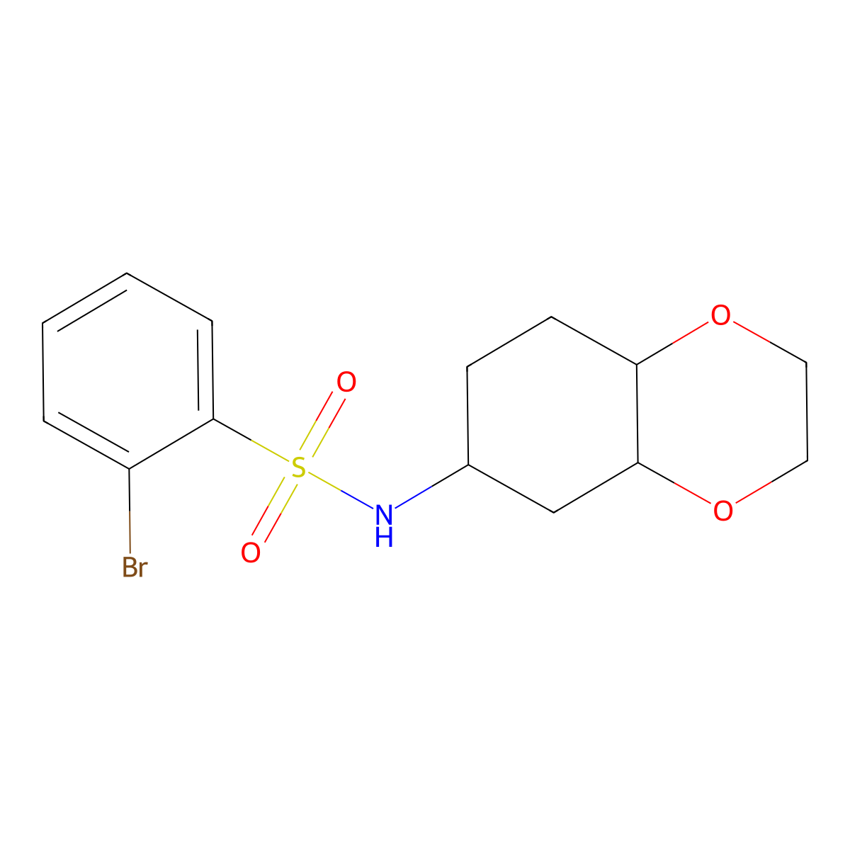2-bromo-N-(octahydrobenzo[b][1,4]dioxin-6-yl)benzenesulfonamide molecular structure, CAS 1902895-08-2