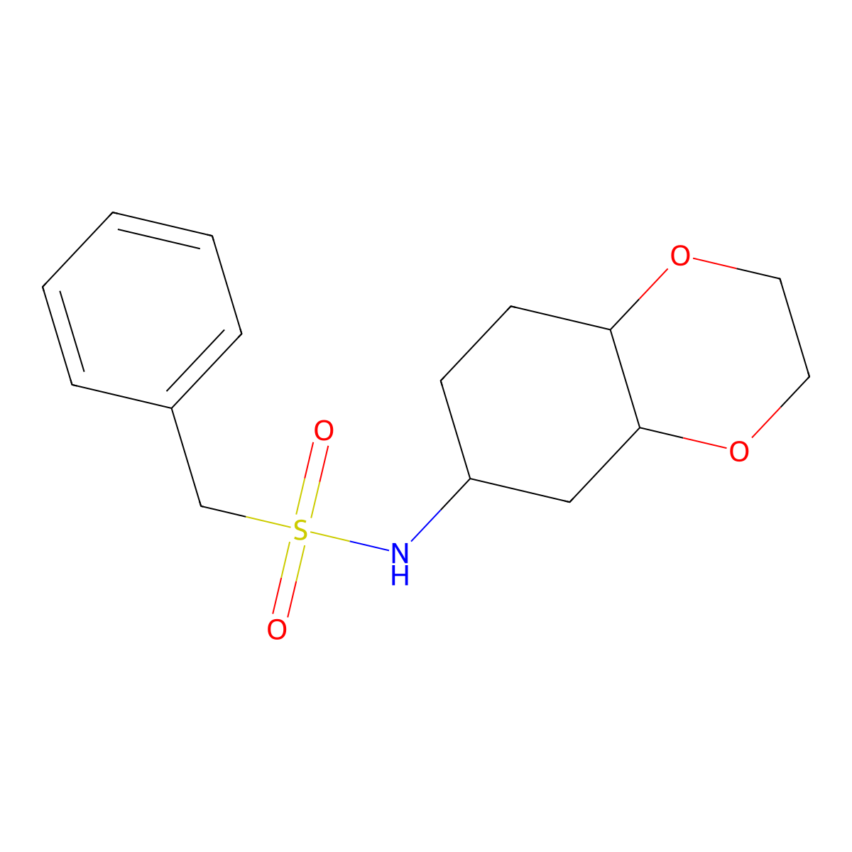 N-(octahydrobenzo[b][1,4]dioxin-6-yl)-1-phenylmethanesulfonamide molecular structure, CAS 1902895-85-5