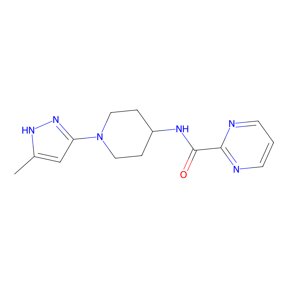 N-[1-(5-methyl-1H-pyrazol-3-yl)piperidin-4-yl]pyrimidine-2-carboxamide molecular structure, CAS 1902895-91-3