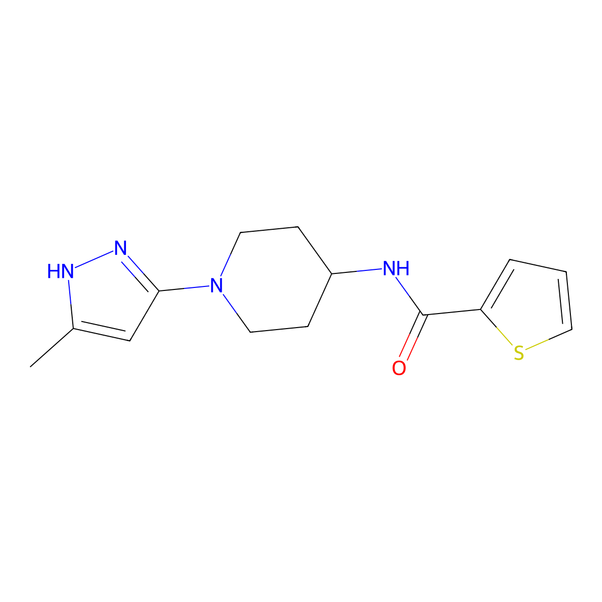 N-[1-(5-methyl-1H-pyrazol-3-yl)piperidin-4-yl]thiophene-2-carboxamide molecular structure, CAS 1902896-12-1
