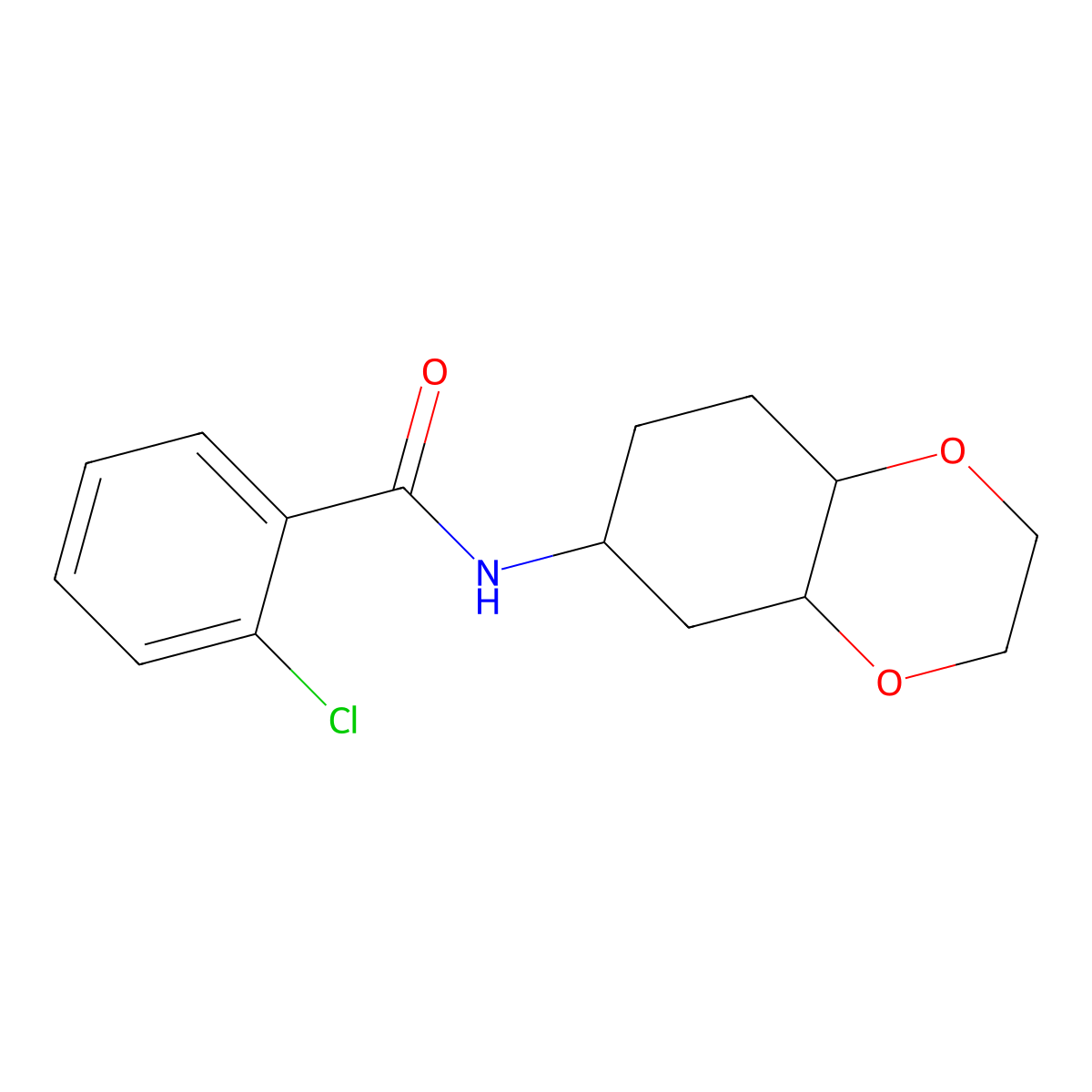 2-chloro-N-(octahydrobenzo[b][1,4]dioxin-6-yl)benzamide molecular structure, CAS 1902898-09-2