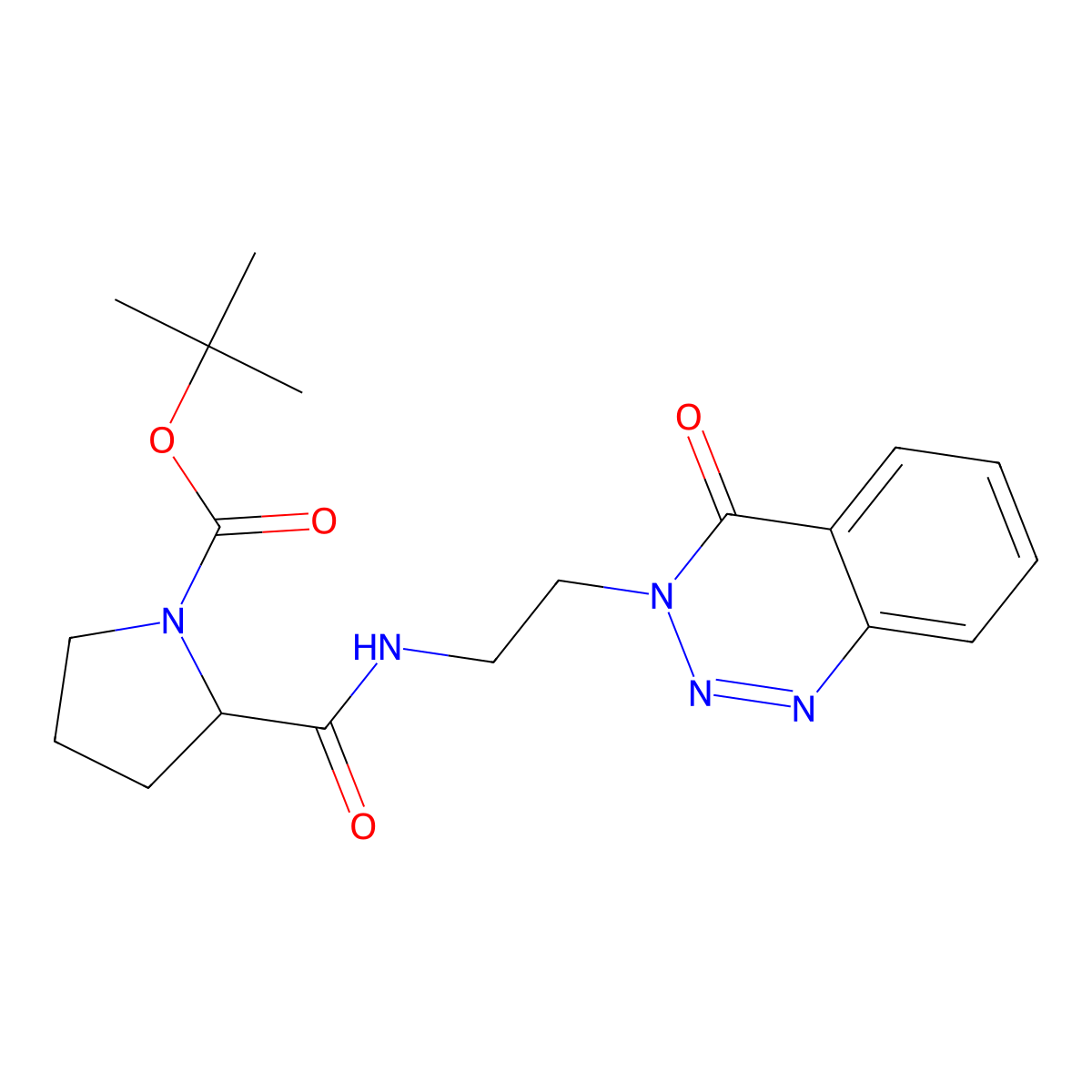 tert-butyl 2-((2-(4-oxobenzo[d][1,2,3]triazin-3(4H)-yl)ethyl)carbamoyl)pyrrolidine-1-carboxylate molecular structure, CAS 1902898-26-3