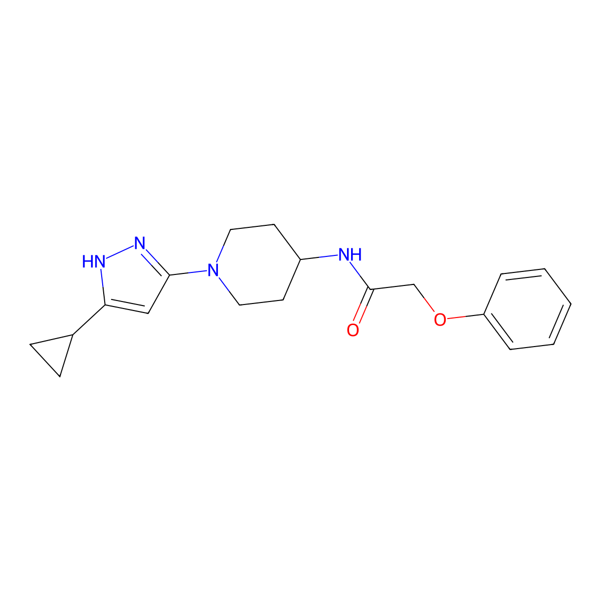 N-[1-(5-cyclopropyl-1H-pyrazol-3-yl)piperidin-4-yl]-2-phenoxyacetamide molecular structure, CAS 1902898-96-7