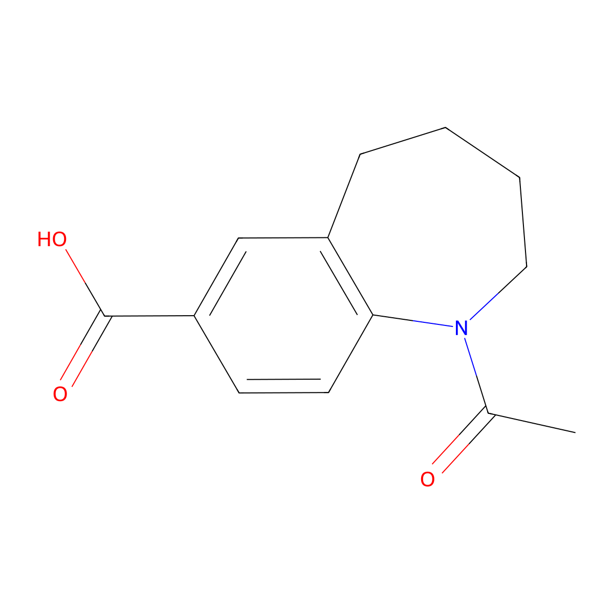 1-acetyl-2,3,4,5-tetrahydro-1H-1-benzazepine-7-carboxylic acid molecular structure, CAS 19029-08-4