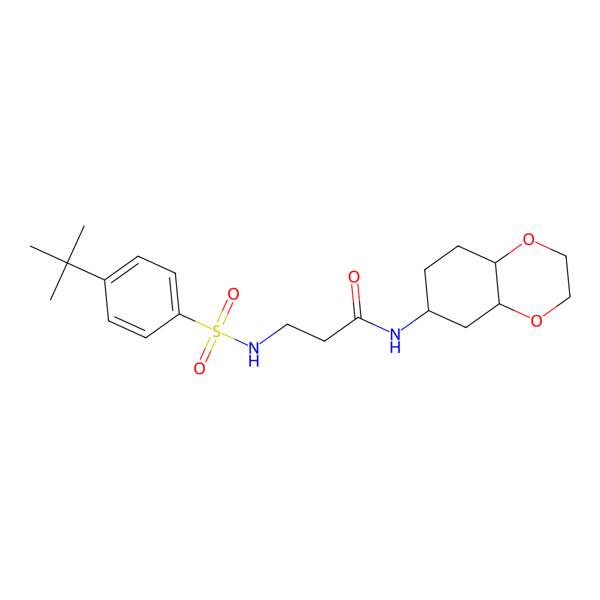 3-(4-tert-butylbenzenesulfonamido)-N-(octahydro-1,4-benzodioxin-6-yl)propanamide molecular structure, CAS 1902900-87-1